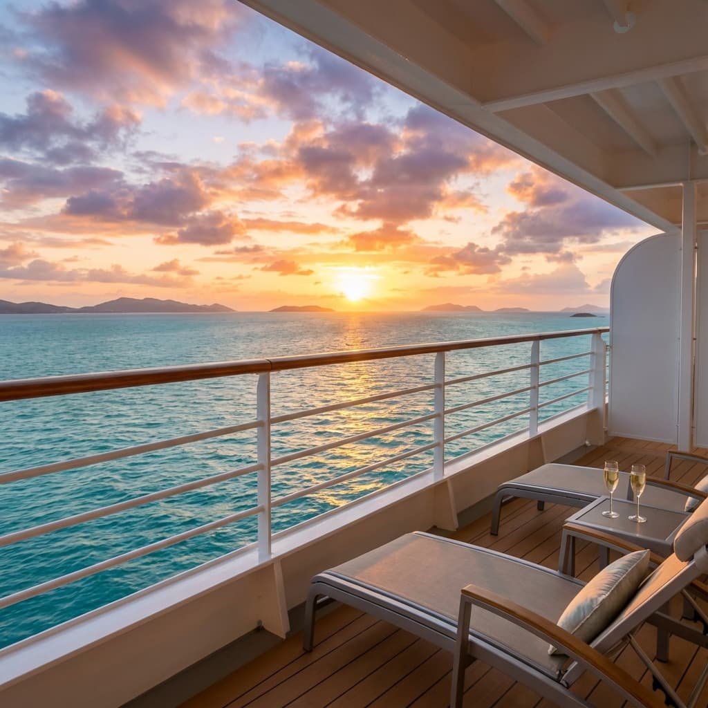 Luxury cruise balcony view